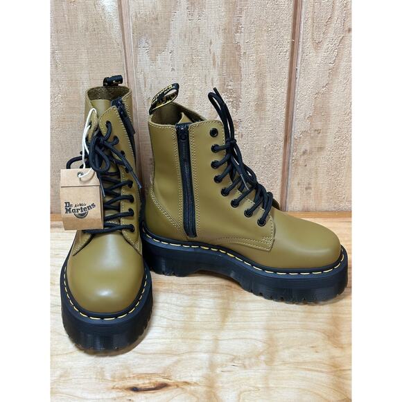 Dr. Martens Jadon Smooth Leather Platform Boots ANTIQUE OLIVE Women's 6 Men's 5 - Picture 1 of 9